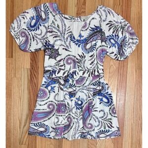 Ann Taylor Loft Paisley Linen Blend Dress Size 12P Boho‎ Chic Cottagecore Artsy